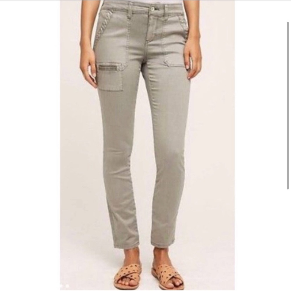 ANTHROPOLOGIE light green skinny utility pants 27